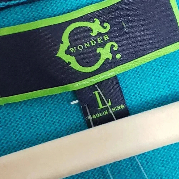 C. Wonder Button Down Cardigan Long Sleeve Teal Navy Blue Wool Alpaca NWT - Picture 2 of 10